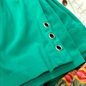 Elegant Teal pants with Eyelet Detail hem
